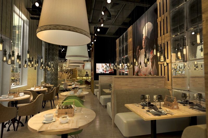 Функциональный и стильный интерьер ресторана «Osteria Mario» в Сколково