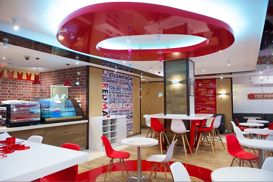 3D панели Gker-Crystal в интерьере кафе Red Mango